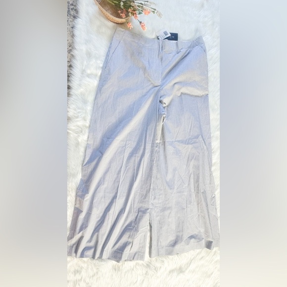 Lafayette 148 size 14 wide leg stripe blue and white pants. New with tags. - Picture 1 of 4
